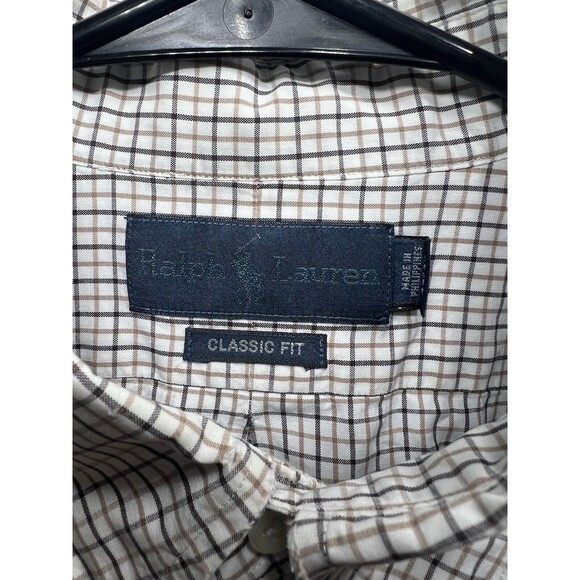 Ralph Lauren Men's Cotton Shirt Size Large Check Tan Black Button Long S… - Picture 12 of 13